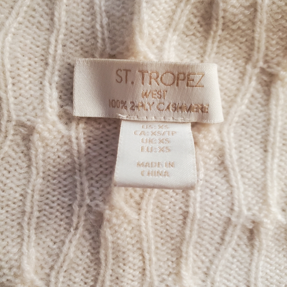 Women's Cream 2-Ply Cashmere Knit Cardigan - Picture 2 of 3